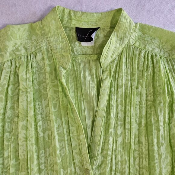 Fenomenon By Chapter One Blouse Women Medium Green Semi Sheer Button Up Casual - Picture 6 of 11